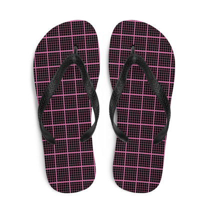 Black and Pink Check Chequered Flip-Flops for Comfort