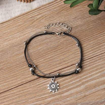 Vintage Boho Multi Layer Sun Anklet Ankle Bracelet Charm