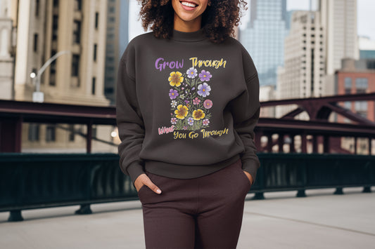 Grow Through What You Go Through Unisex Heavy Blend™ Crewneck Sweatshirt - StyleMZ - Stylemz