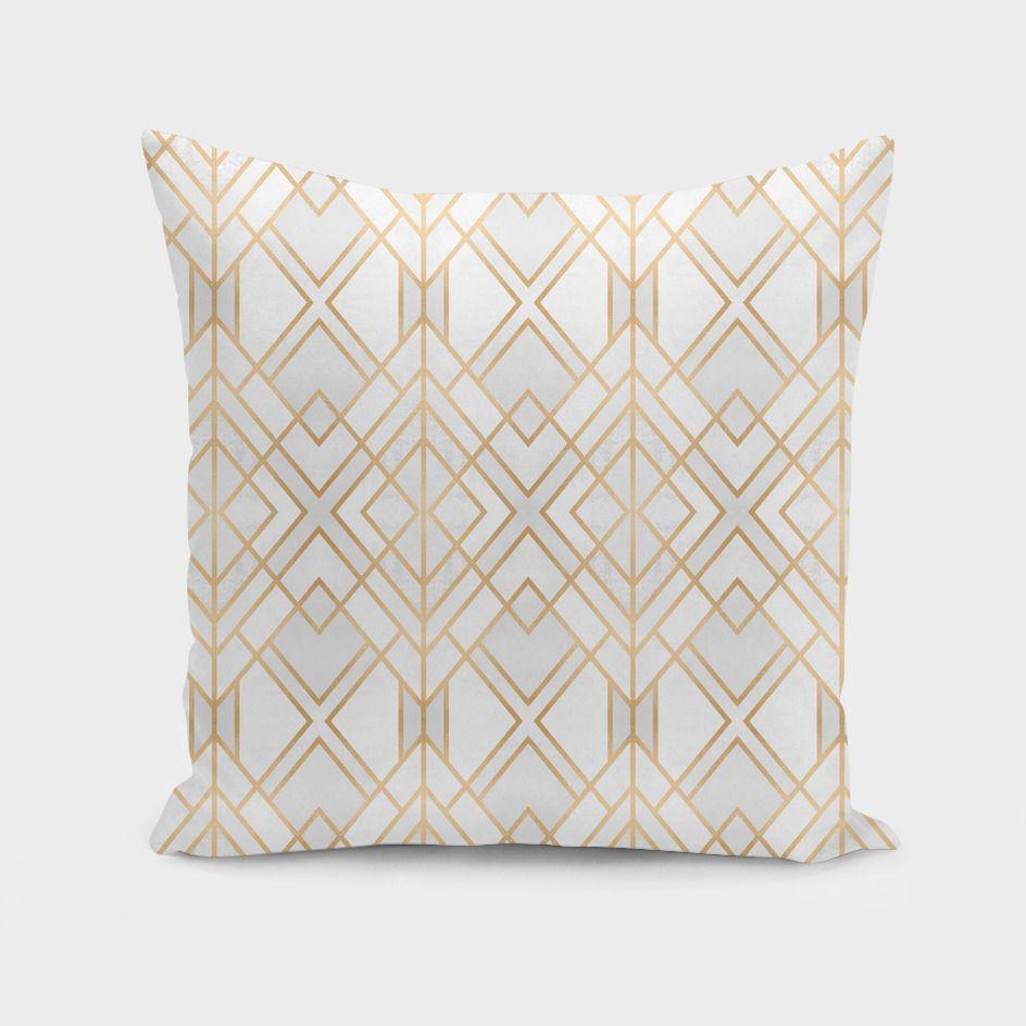 Golden Geo Cushion/Pillow for Stylish Home Decor