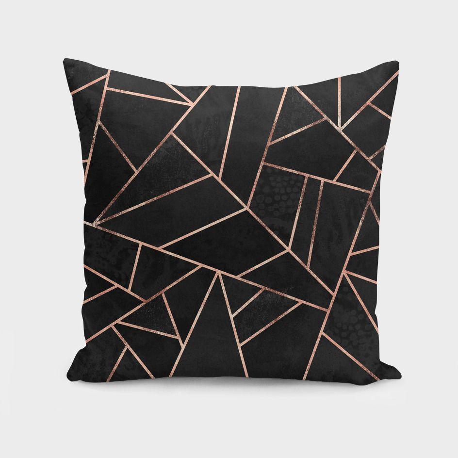 Velvet Black & Rose Gold Cushion for Stylish Home Decor