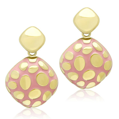 TK1502 - IP Gold Stainless Steel Earrings with Light Rose Epoxy