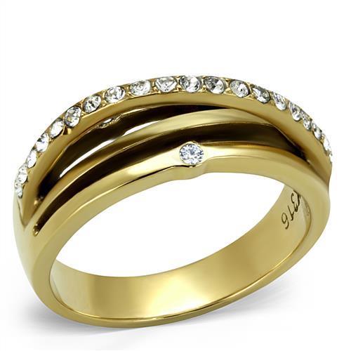 TK2611 - IP Gold Stainless Steel Ring with Top Grade Crystal