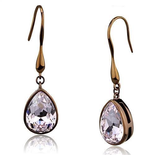 TK2727 - IP Coffee Light Stainless Steel Earrings with Top Grade Crystal