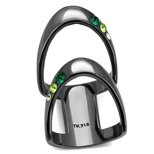 TK2768 IP Light Black Stainless Steel Ring with Crystal