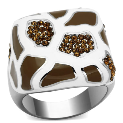 TK847 Stainless Steel Ring with High Polish and Top Grade Crystal