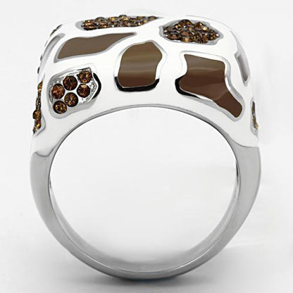 TK847 Stainless Steel Ring with High Polish and Top Grade Crystal