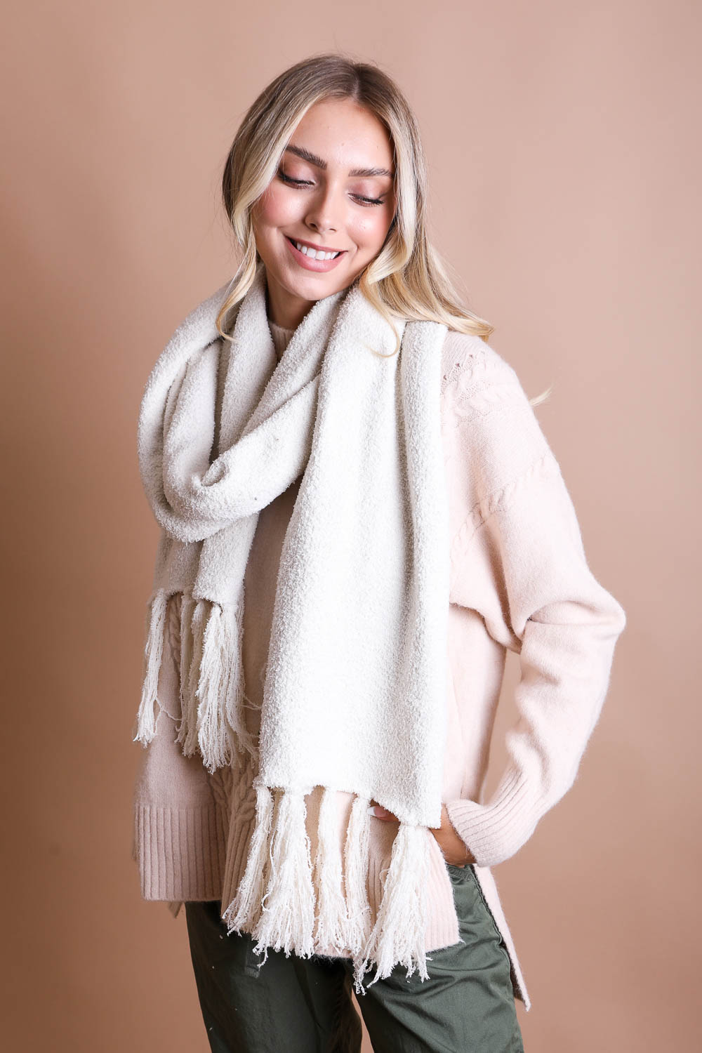 Ultra-Soft Boucle Tassel Scarf - Stylemz