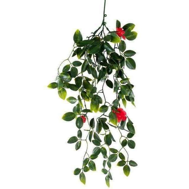 UV Resistant Hanging Artificial Red Flowering Foliage 60cm