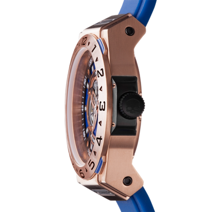 Vento Blue Rose Gold Watch with Blue Silicone Strap