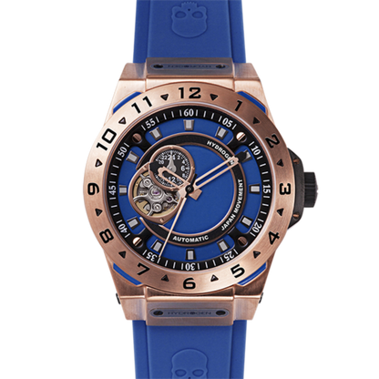 Vento Blue Rose Gold Watch with Blue Silicone Strap