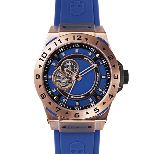 Vento Blue Rose Gold Watch with Blue Silicone Strap