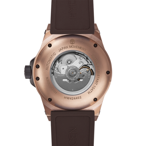 Vento Brown Rose Gold Automatic Watch with Silicone Strap