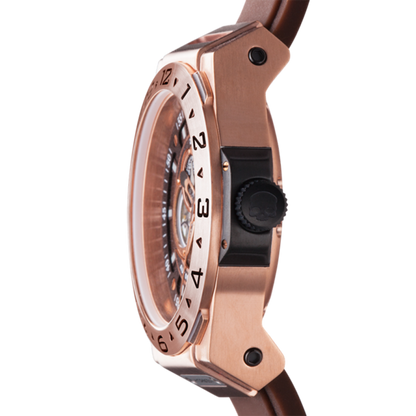 Vento Brown Rose Gold Automatic Watch with Silicone Strap