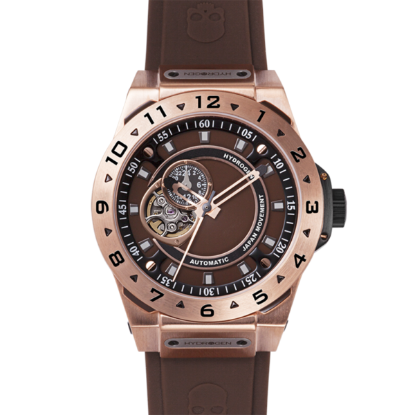 Vento Brown Rose Gold Automatic Watch with Silicone Strap