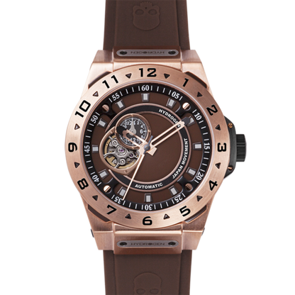 Vento Brown Rose Gold Automatic Watch with Silicone Strap