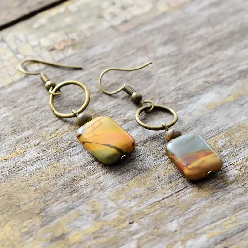 Vintage Natural Jasper Earring - Stylemz