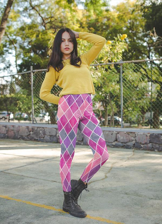 Watercolor Geometric Patterns II Leggings for Active Wear