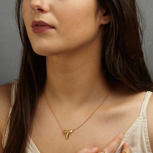 Gold Shark Tooth Necklace Layer Bolo Necklace for Women