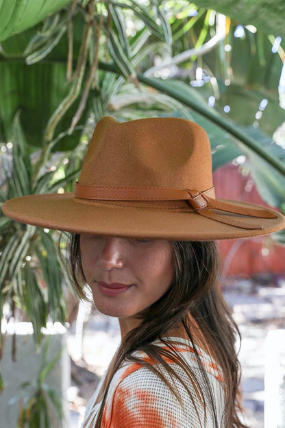 Wide Brim Leather Ribbon Bolero Hat for Stylish Sun Protection