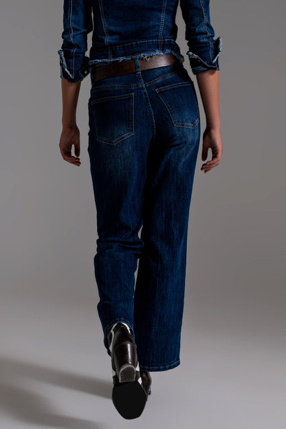 Wide Leg 70's Jeans in Mid Wash Blue for Stylish Comfort