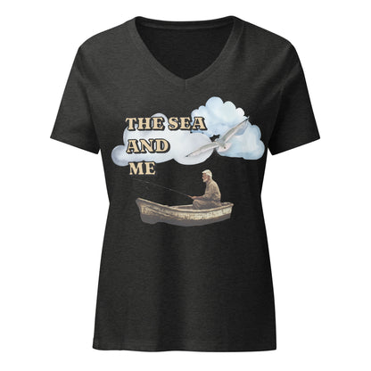 Korea -  The sea and me Women’s relaxed v-neck t-shirt  - StyleMZ