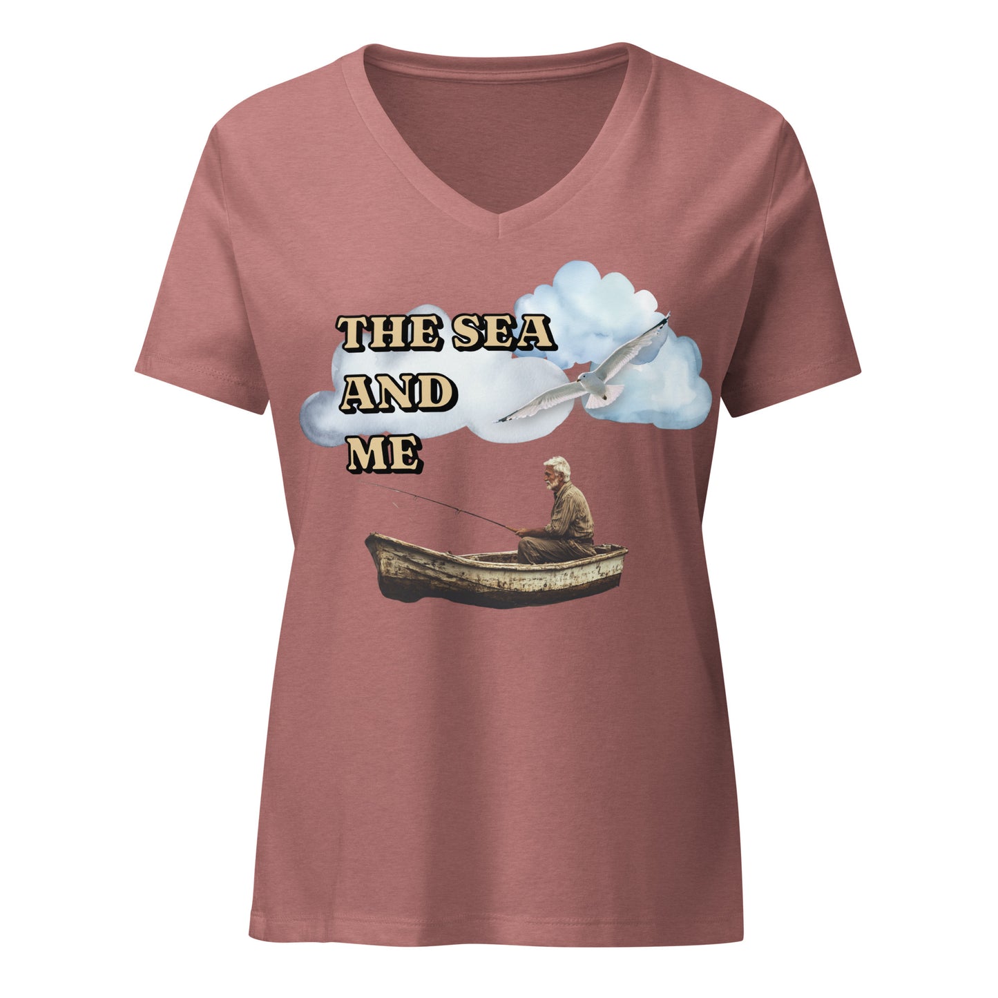 Korea -  The sea and me Women’s relaxed v-neck t-shirt  - StyleMZ