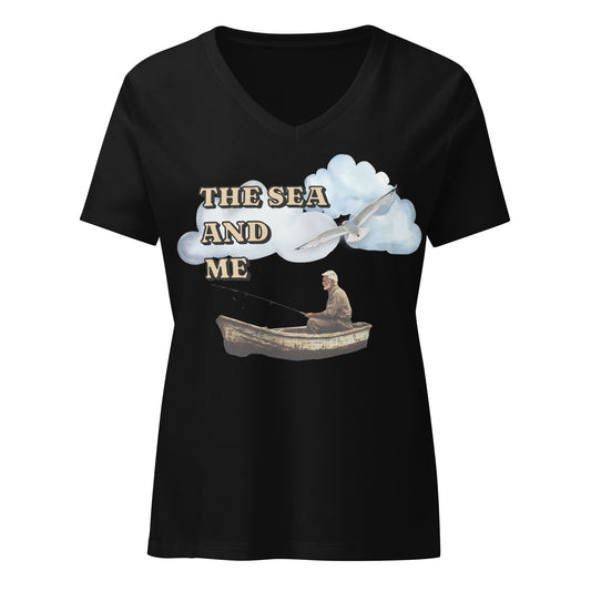 Korea -  The sea and me Women’s relaxed v-neck t-shirt  - StyleMZ