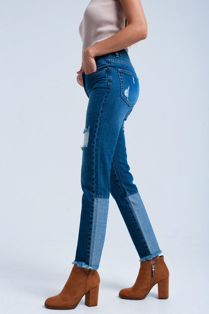 Worn Straight Jeans for Casual Distressed Style