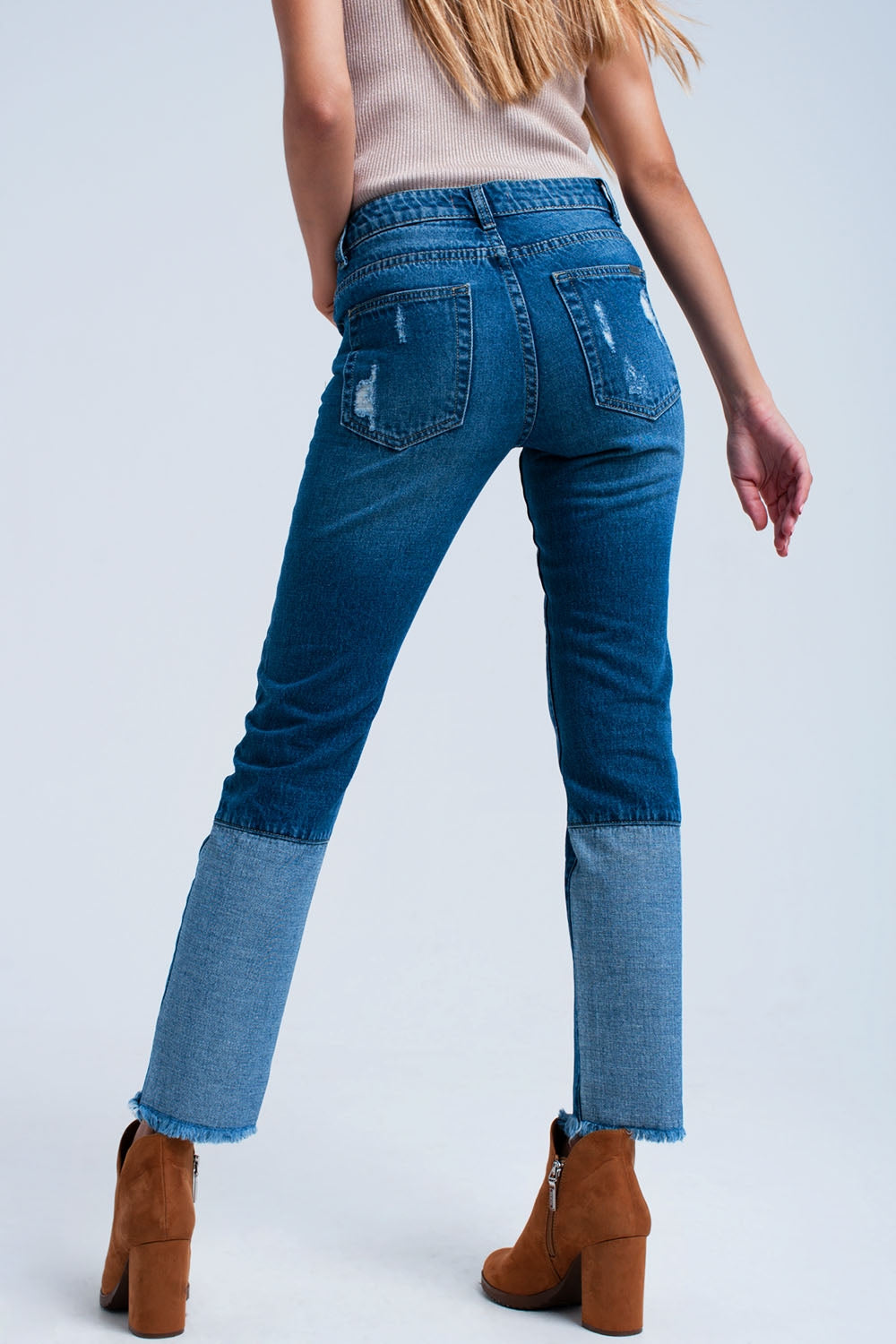 Worn Straight Jeans for Casual Distressed Style