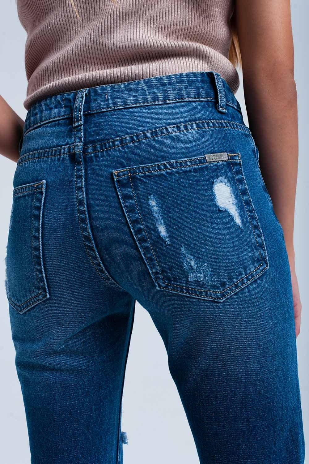 Worn Straight Jeans for Casual Distressed Style