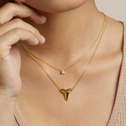 Gold Shark Tooth Necklace Layer Bolo Necklace for Women