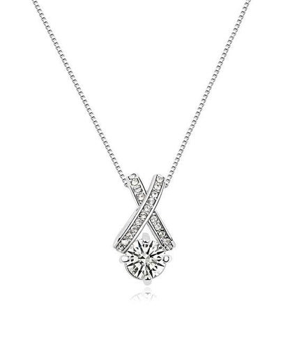 XO Crystal Pendant Necklace with 18K Gold Finish