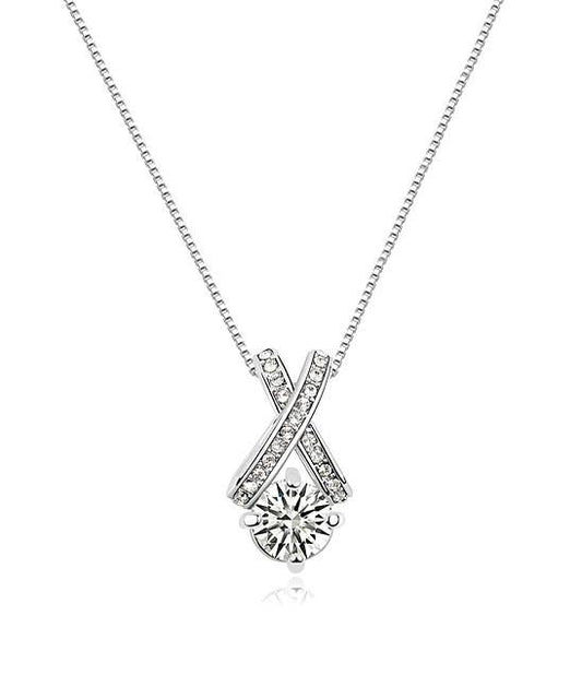 XO Crystal Pendant Necklace with 18K Gold Finish