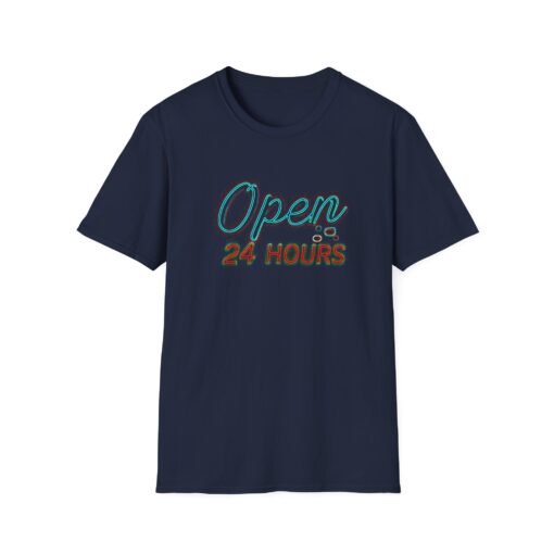 Open 24 Hours Unisex Softstyle T-Shirt - Casual Statement Tee - Image 9