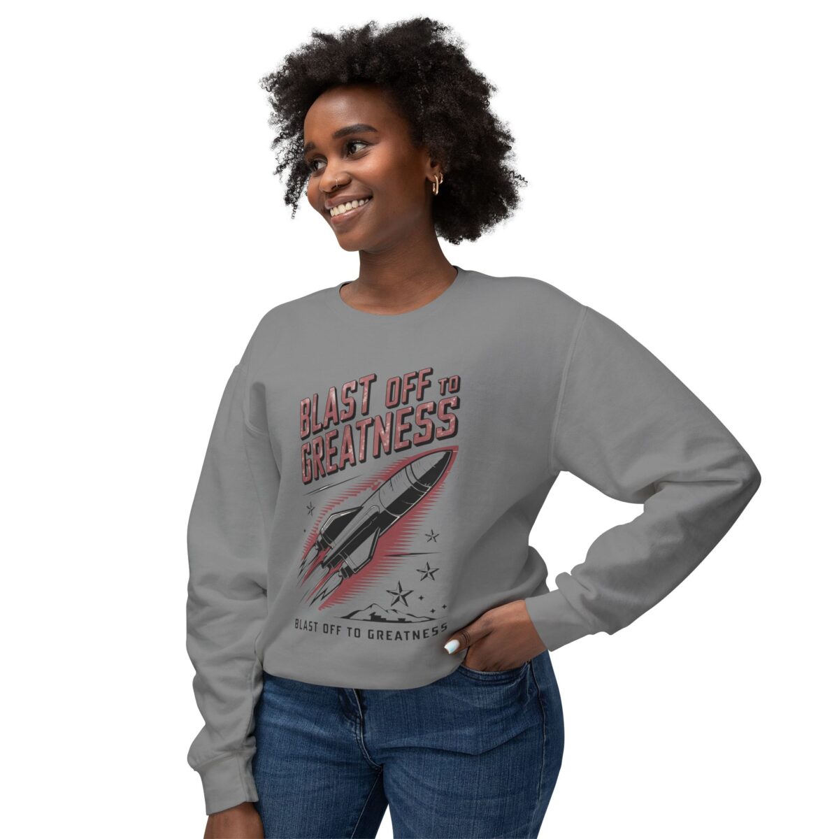 Blast off to greatness Unisex Lightweight Crewneck Sweatshirt - Image 23