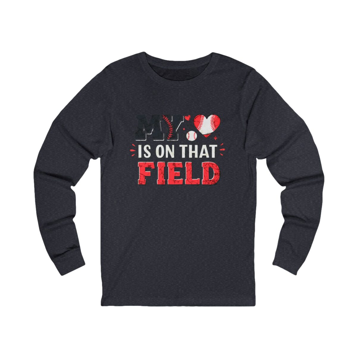 Sporty Unisex Long Sleeve Tee - 'My Heart is on That Field' - Image 9