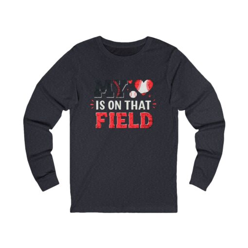 Sporty Unisex Long Sleeve Tee - 'My Heart is on That Field' - Image 9