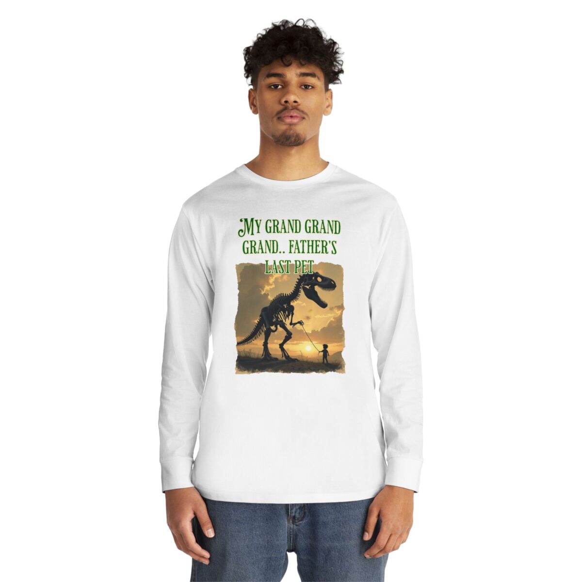 My Grand Grand Grandfather's Last Pet Long Sleeve Crewneck Tee - Dinosaur Theme - Image 3