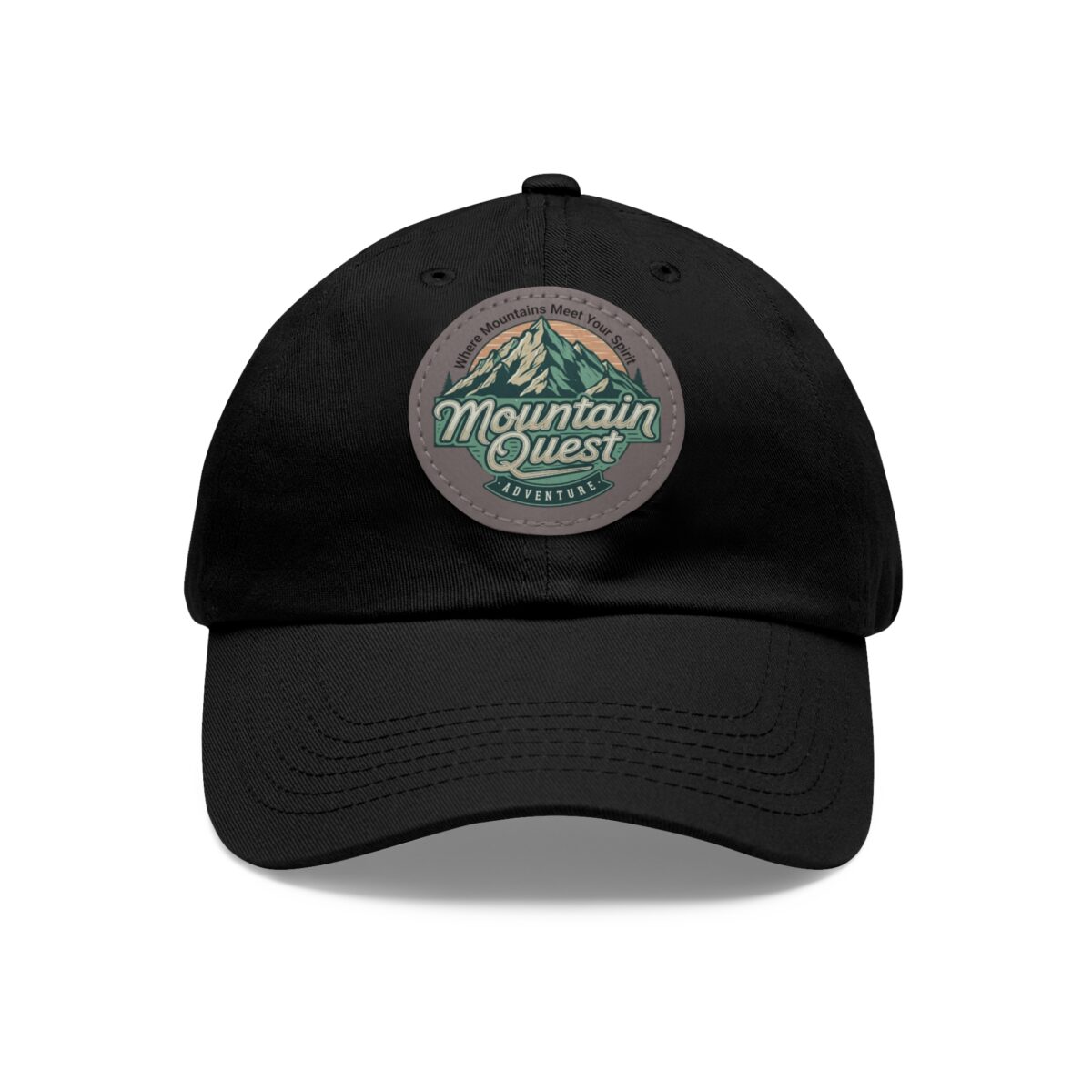 Where Mountains Meet Your Spirit Dad Hat with Leather Patch (Round) - Image 9