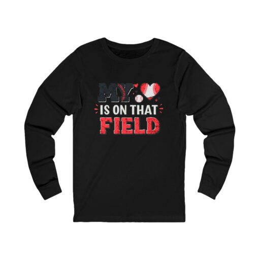 Sporty Unisex Long Sleeve Tee - 'My Heart is on That Field' - Image 3