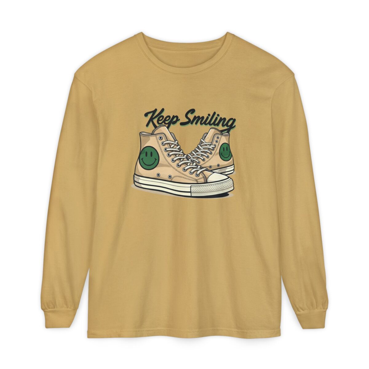 Copy of Keep smiling Unisex Garment-dyed Long Sleeve T-Shirt - Image 9