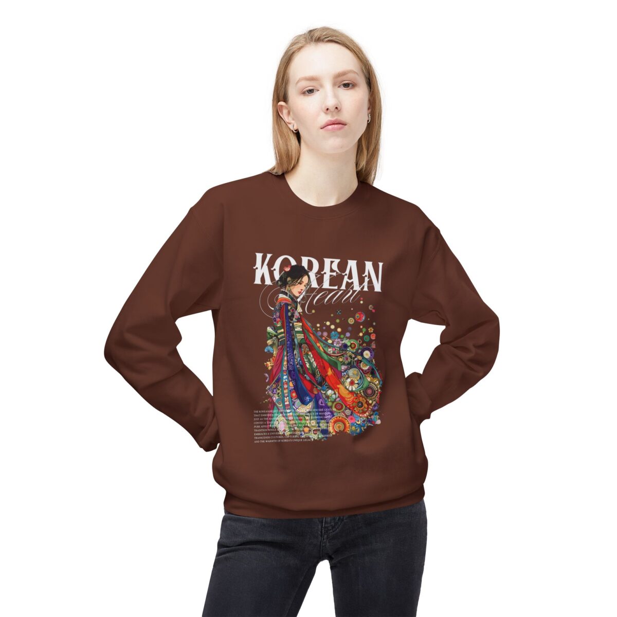 Korean heart Unisex Midweight Softstyle Fleece Crewneck Sweatshirt - Image 3