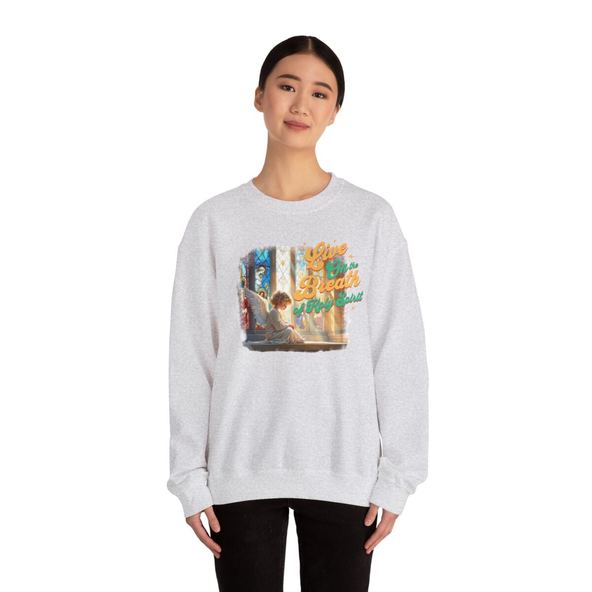 Live on the breath of the Holy Spirit Unisex Heavy Blend™ Crewneck Sweatshirt - Image 8