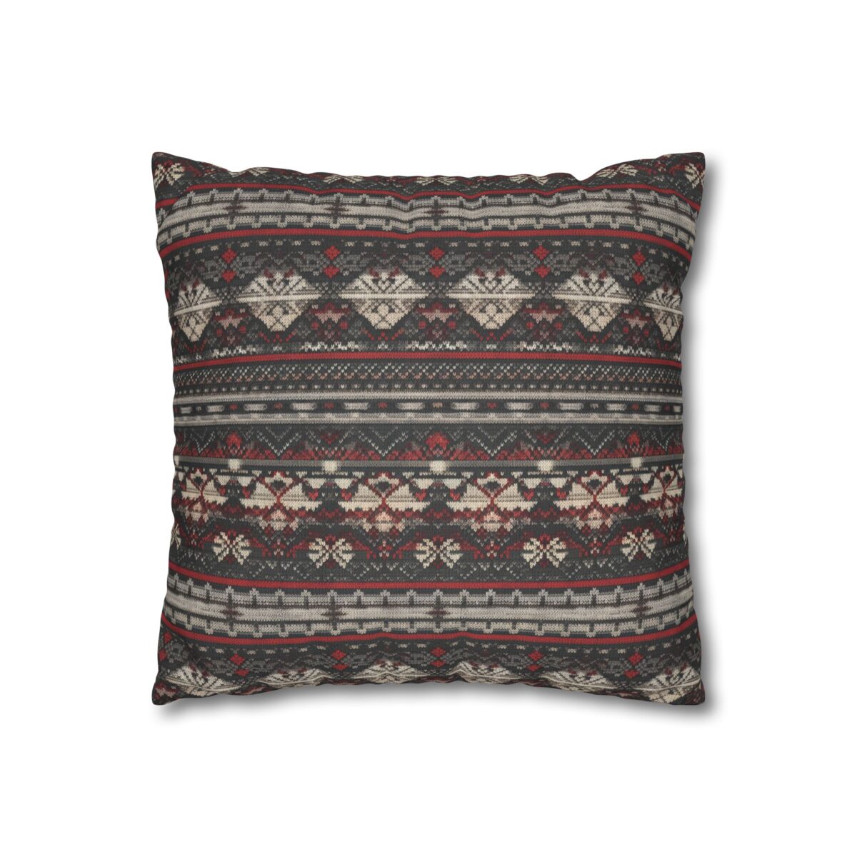 Nordic Knit Pattern Faux Suede Square Pillowcase - Image 3