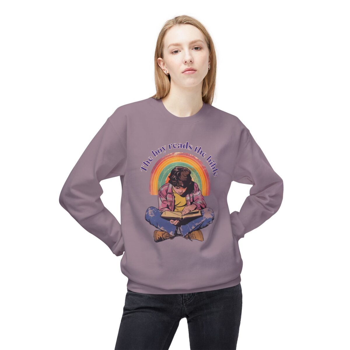 The boy reads the bible Unisex Midweight Softstyle Fleece Crewneck Sweatshirt - Image 39
