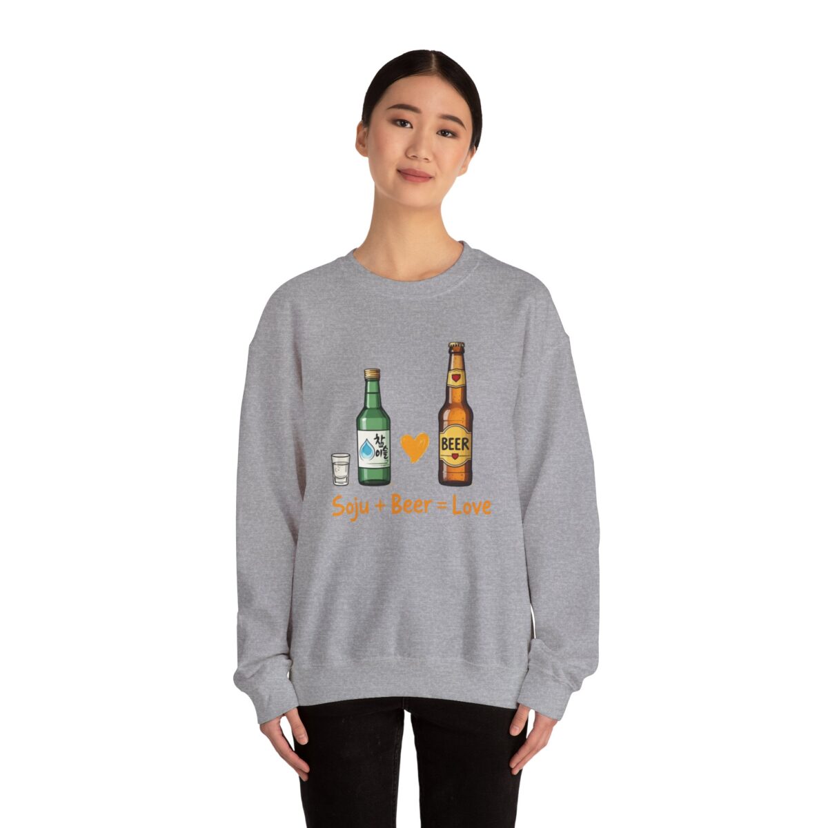 Soju + Beer = Love Unisex Heavy Blend™ Crewneck Sweatshirt - Image 16