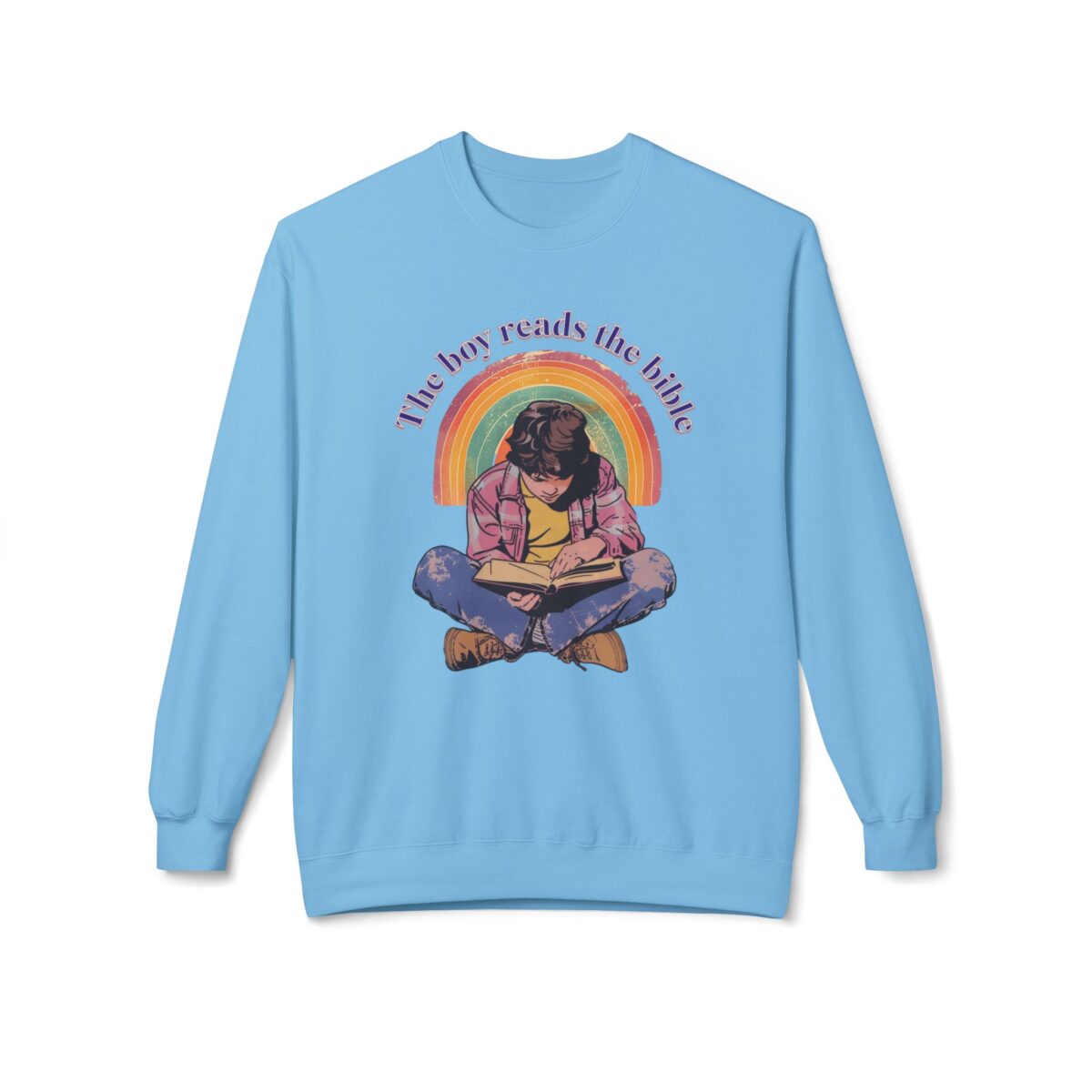 The boy reads the bible Unisex Midweight Softstyle Fleece Crewneck Sweatshirt - Image 17