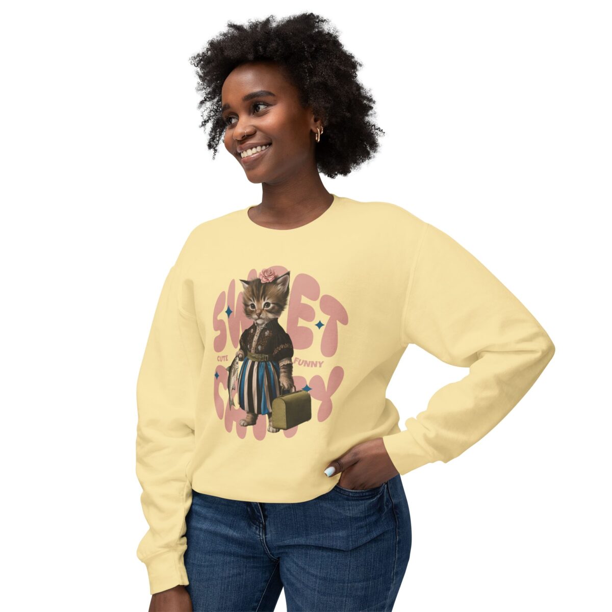 Sweet Catty Unisex Lightweight Crewneck Sweatshirt - Image 15