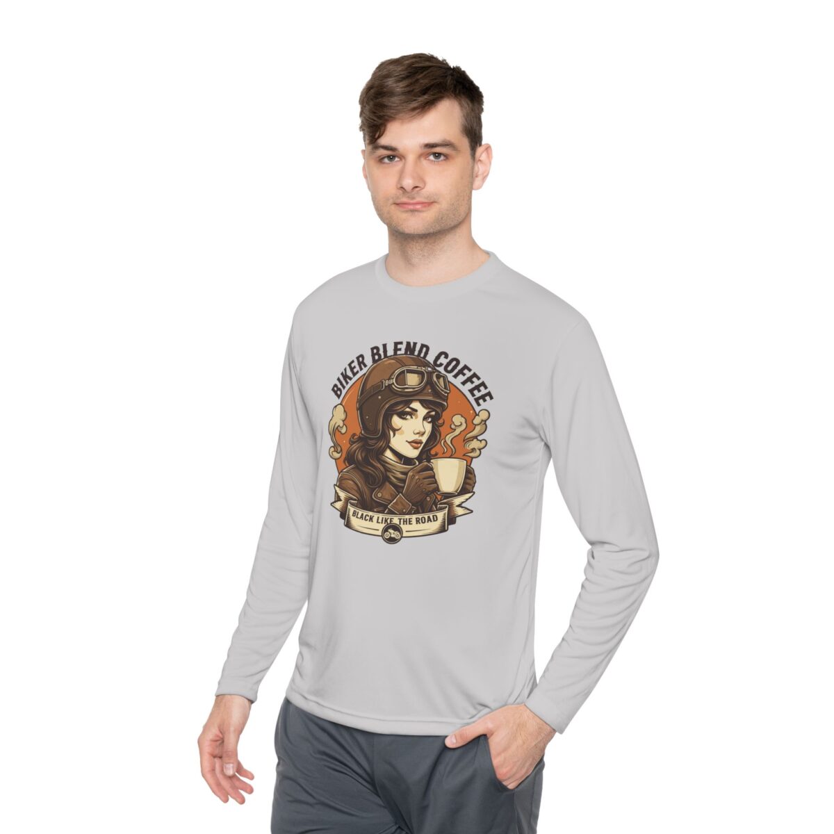 Bike blend coffee Unisex Lightweight Long Sleeve Tee - Image 7